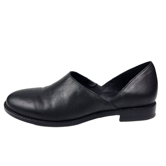 SOLD-Eileen Fisher Allen Smooth Leather Loafer Womens Size 6.5 Black Slip On - Picture 2 of 9